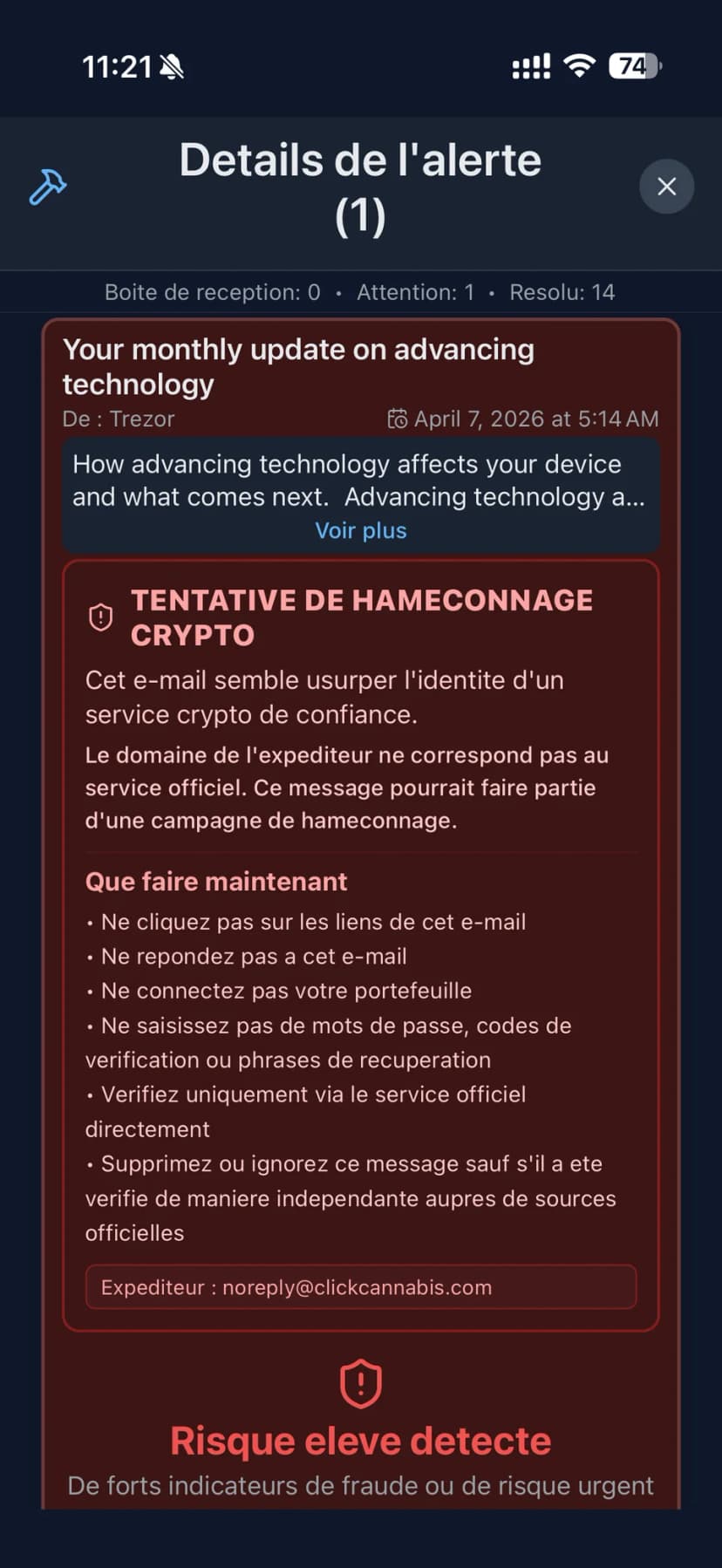 Détail complet des alertes