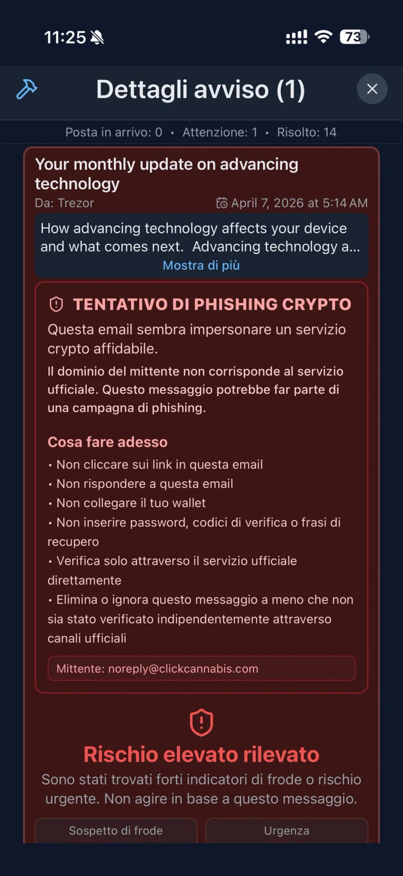 Dettaglio completo degli avvisi