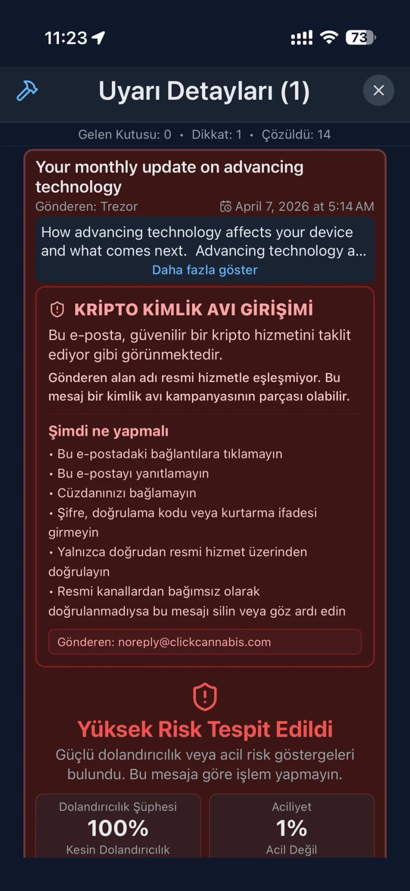 Tam uyarı detaylandırması