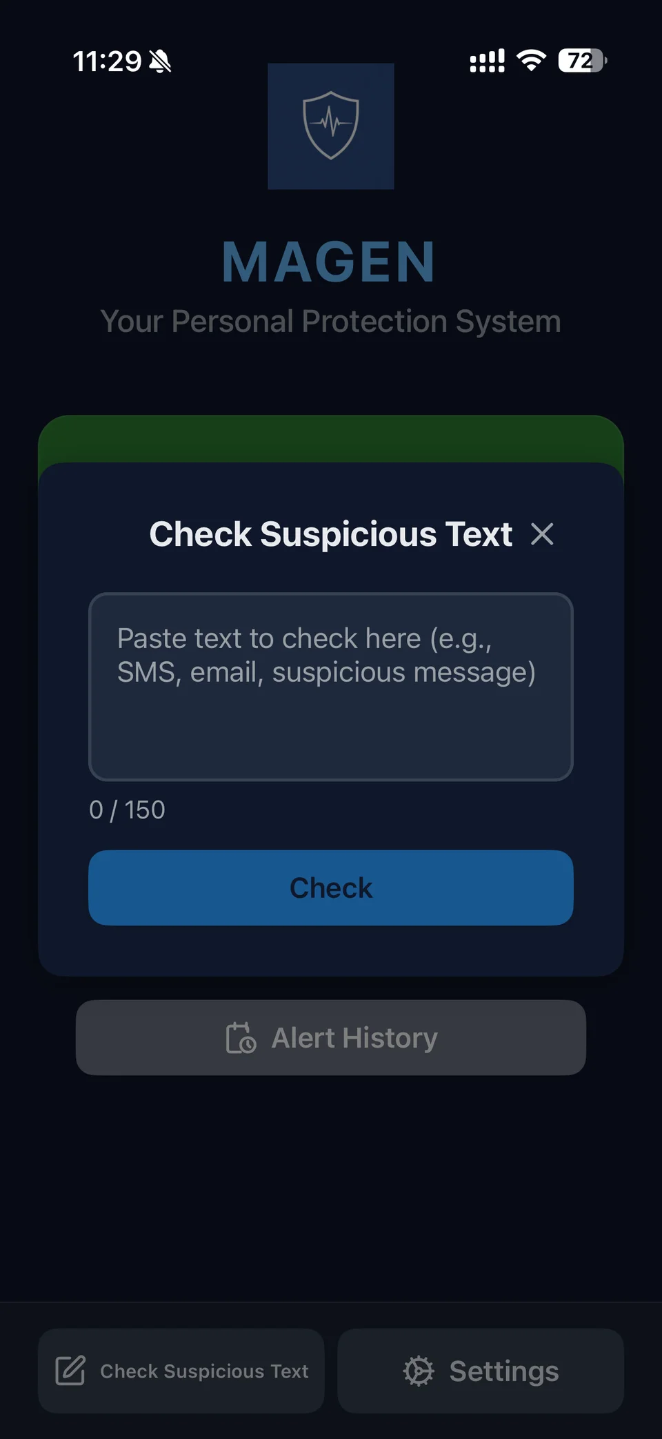 Suspicious text check