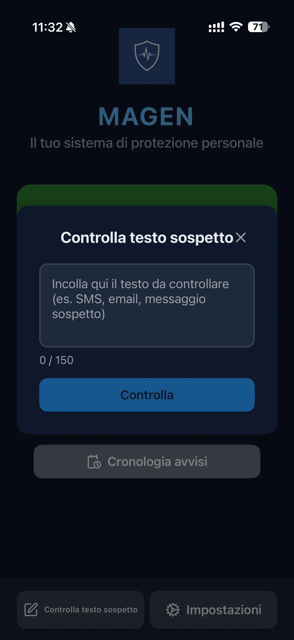 Controllo testo sospetto