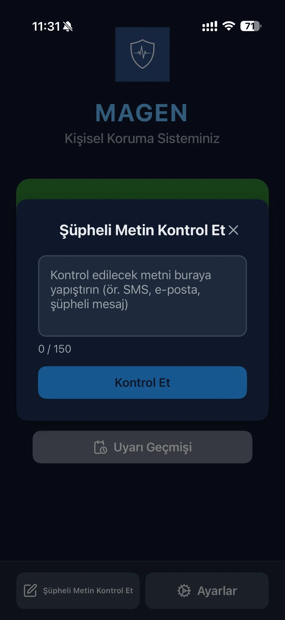 Şüpheli metin kontrolü